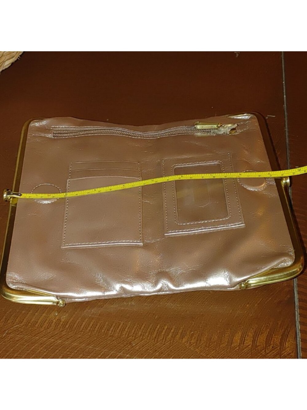 Hobo Metallic Wallet Clutch Kisslock Lauren Cameo Leather Double Frame Brass - Picture 13 of 13